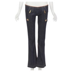 rare DSQUARED 2005 indigo denim orange crab charm low rise flared jeans IT40 S