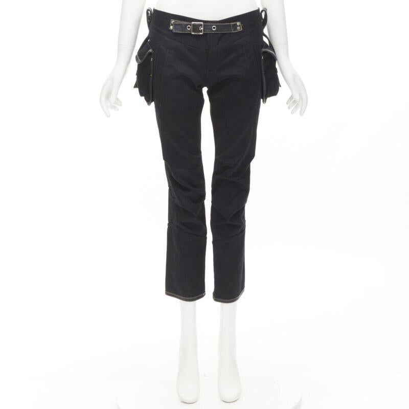 rare DSQUARED2 Vintage black yellow stitching multi pocket cargo pants IT40 S For Sale 7