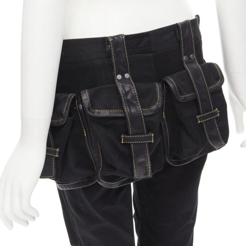 rare DSQUARED2 Vintage black yellow stitching multi pocket cargo pants IT40 S
Reference: ANWU/A00569
Brand: Dsquared2
Material: Cotton, Leather
Color: Black, Yellow
Pattern: Solid
Closure: Button
Extra Details: Yellow overstitching detail. Leather