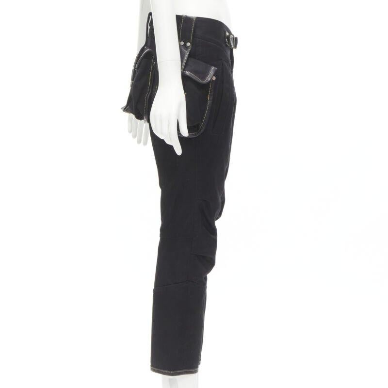 Women's rare DSQUARED2 Vintage black yellow stitching multi pocket cargo pants IT40 S For Sale