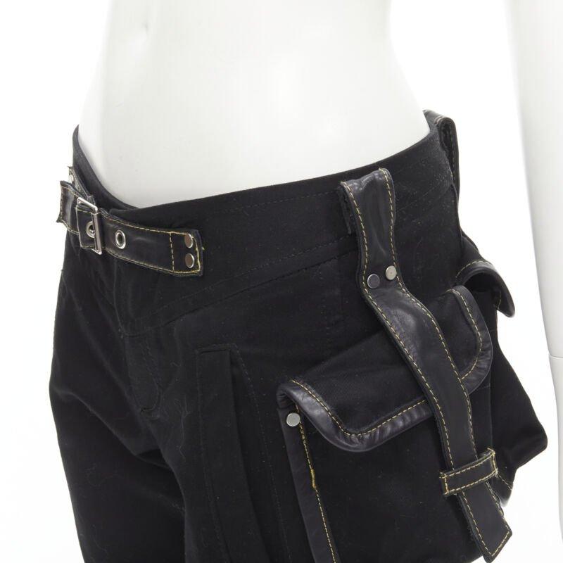 rare DSQUARED2 Vintage black yellow stitching multi pocket cargo pants IT40 S For Sale 2