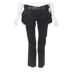 rare DSQUARED2 Vintage black yellow stitching multi pocket cargo pants IT40 S