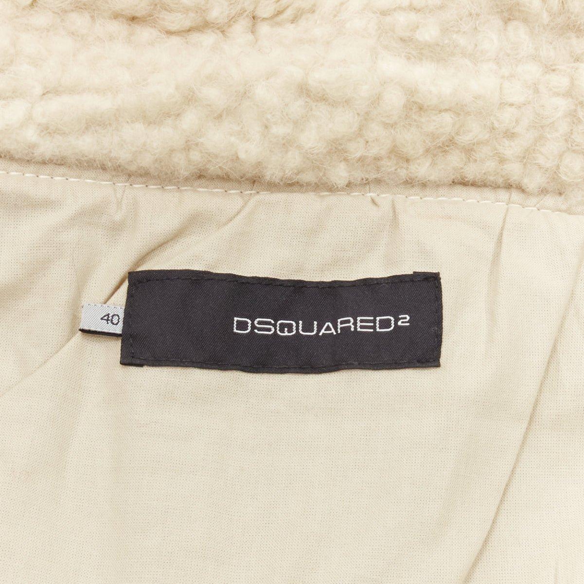 rare DSQUARED2 Vintage Runway brown suede shearling nylon aviator jacket IT40 S For Sale 5