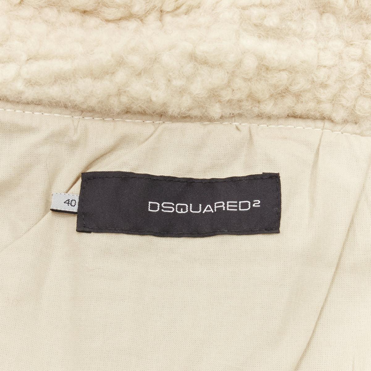 rare DSQUARED2 Vintage Runway brown suede shearling nylon aviator jacket IT40 S For Sale 6
