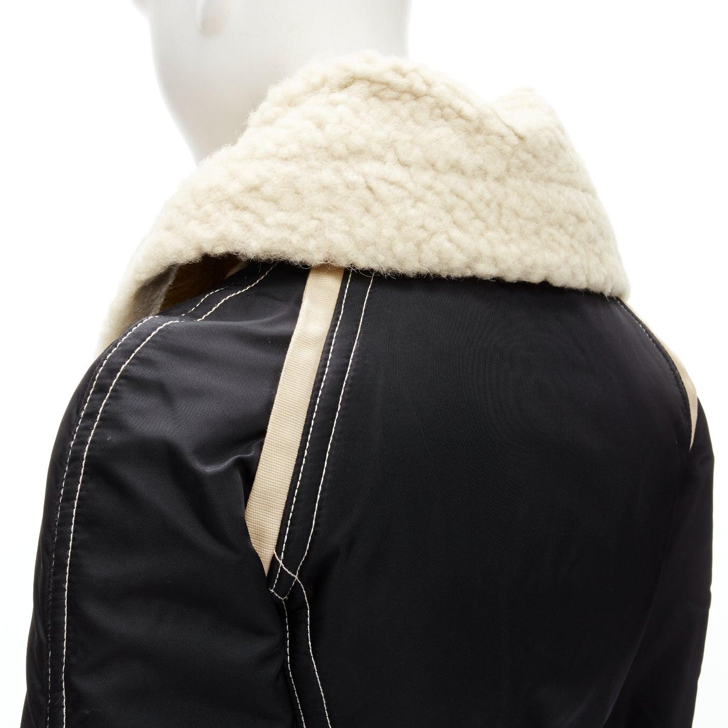 rare DSQUARED2 Vintage Runway brown suede shearling nylon aviator jacket IT40 S For Sale 3