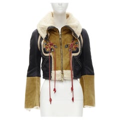 Seltene DSQUARED2 Vintage Laufsteg-Fliegerjacke aus braunem Wildleder aus Nylon IT40 S
