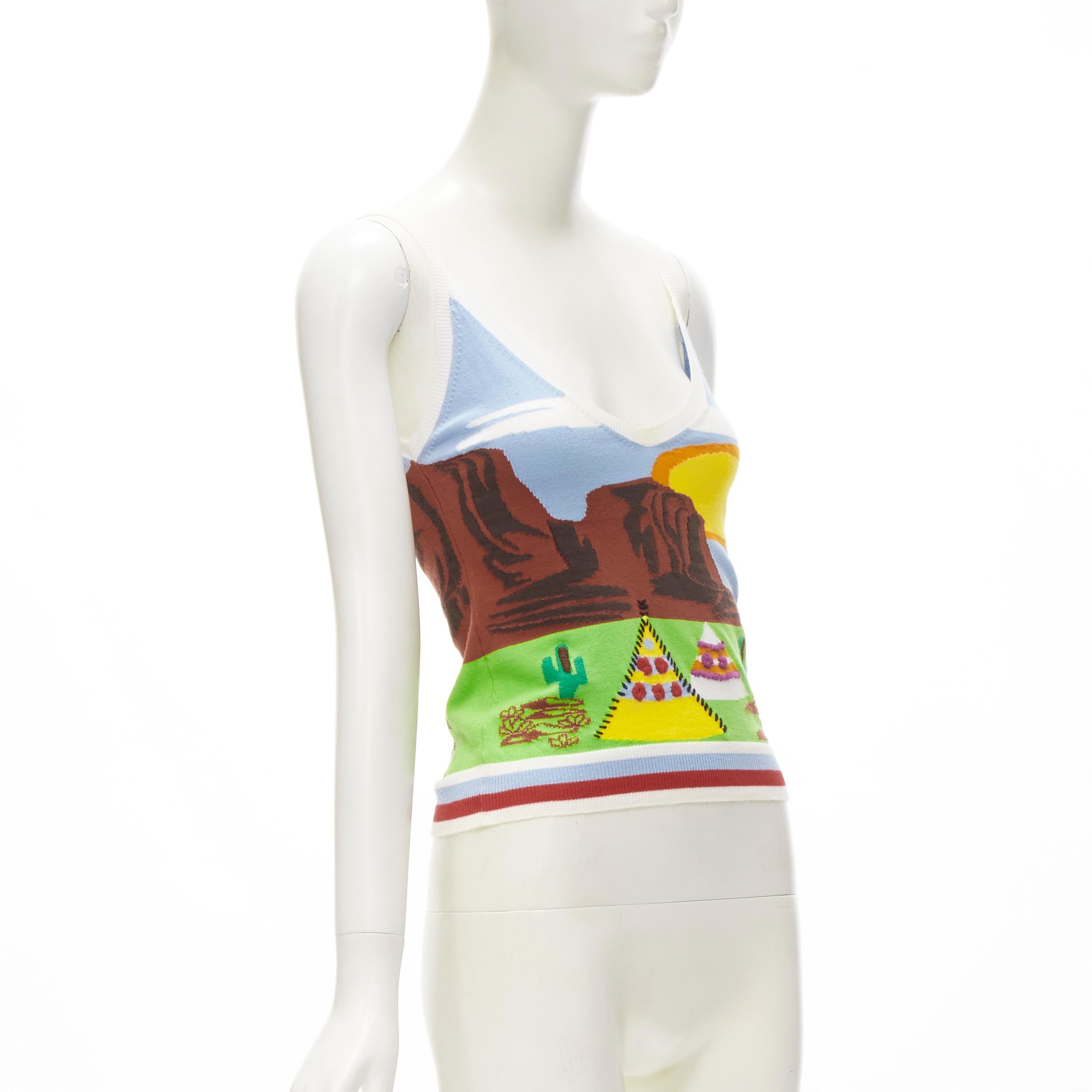 rare DSQUARED2 Vintage Y2K Camping Scene knitted camisole tank S In Good Condition For Sale In Hong Kong, NT