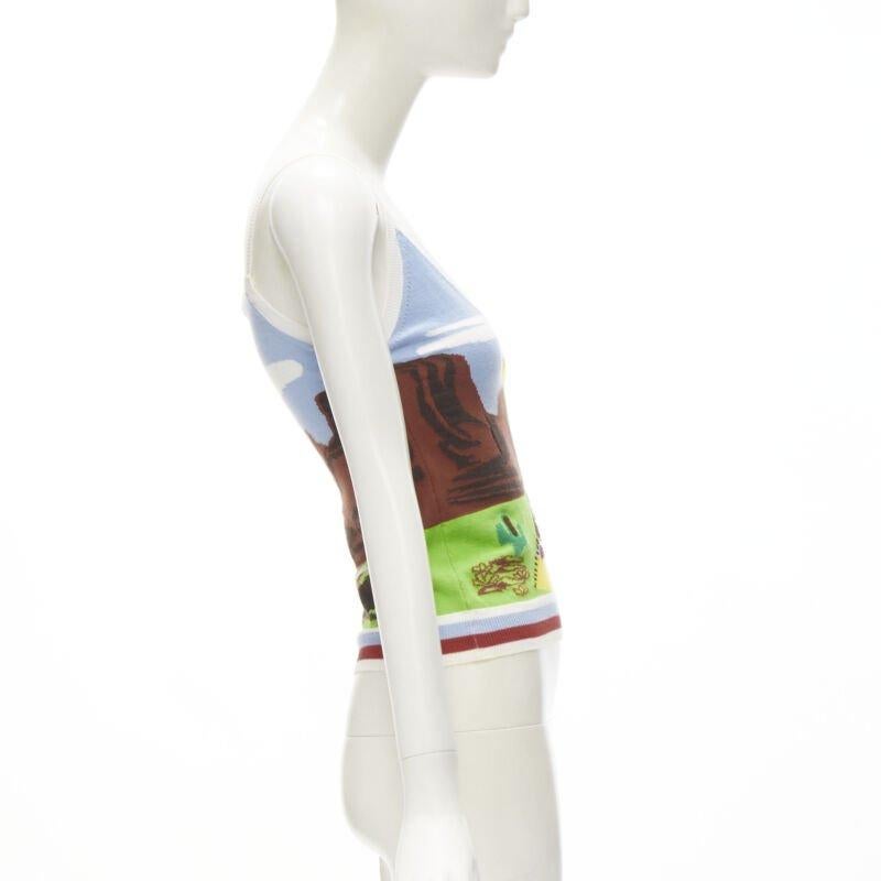 rare DSQUARED2 Vintage Y2K Camping Scene knitted camisole tank S In Good Condition For Sale In Hong Kong, NT