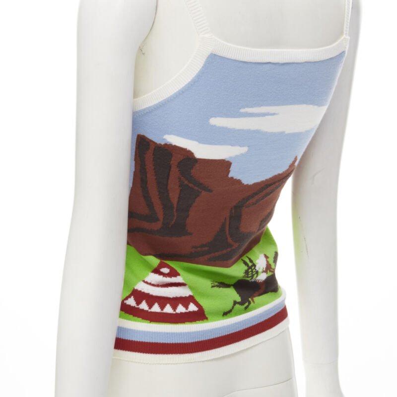 rare DSQUARED2 Vintage Y2K Camping Scene knitted camisole tank S For Sale 2