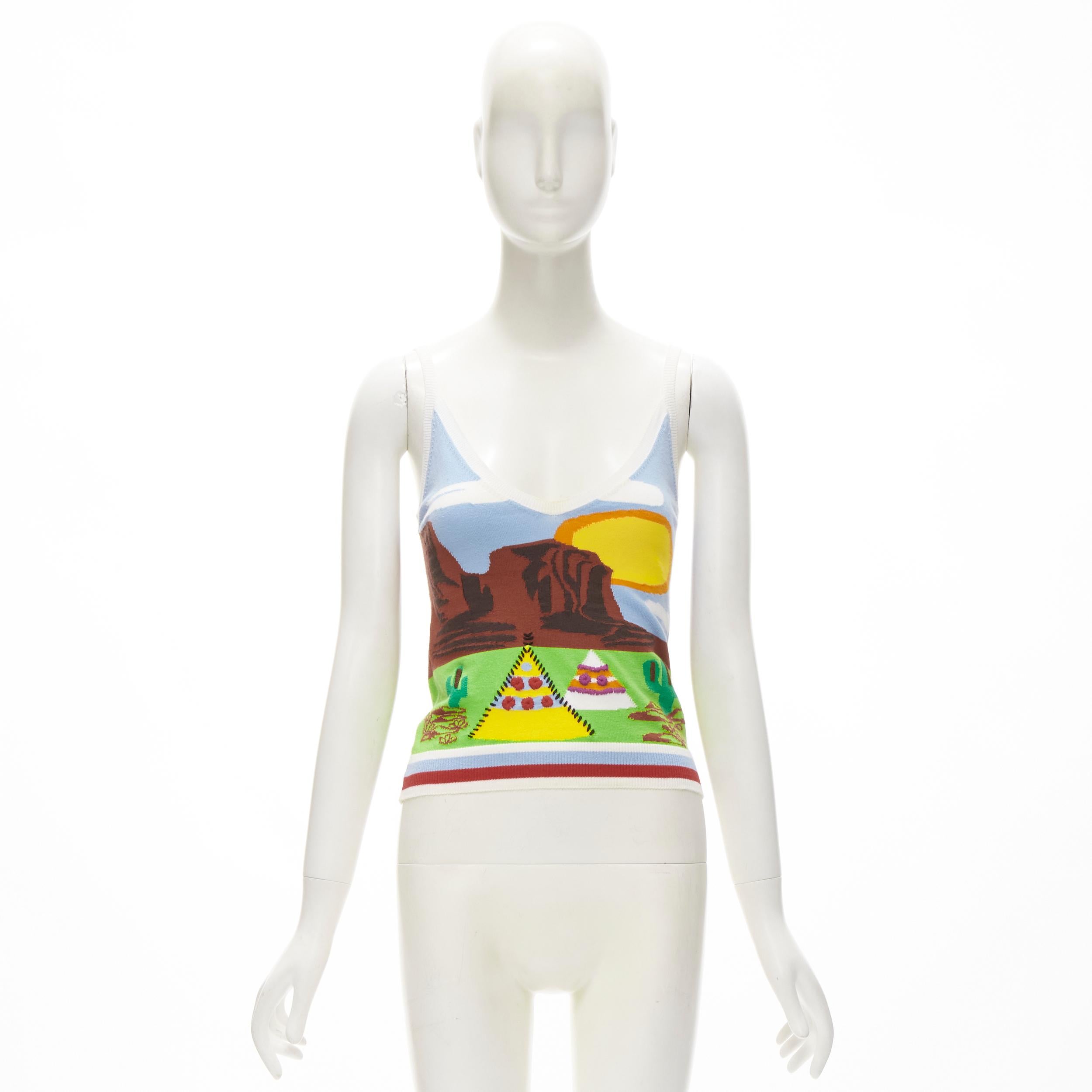 rare DSQUARED2 Vintage Y2K Camping Scene knitted camisole tank S For Sale 5