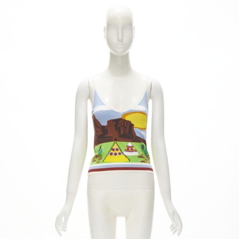 rare DSQUARED2 Vintage Y2K Camping Scene knitted camisole tank S For Sale 4