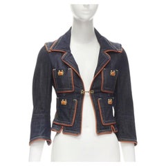 rare DSQUARED2 Vintage Y2K orange crab blue denim cropped jacket IT40 XS