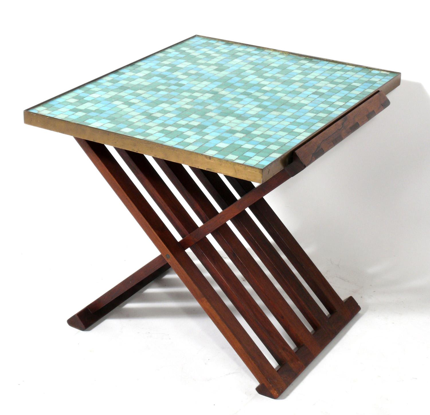 Mid-Century Modern Rare Dunbar Tile Top X Base Table