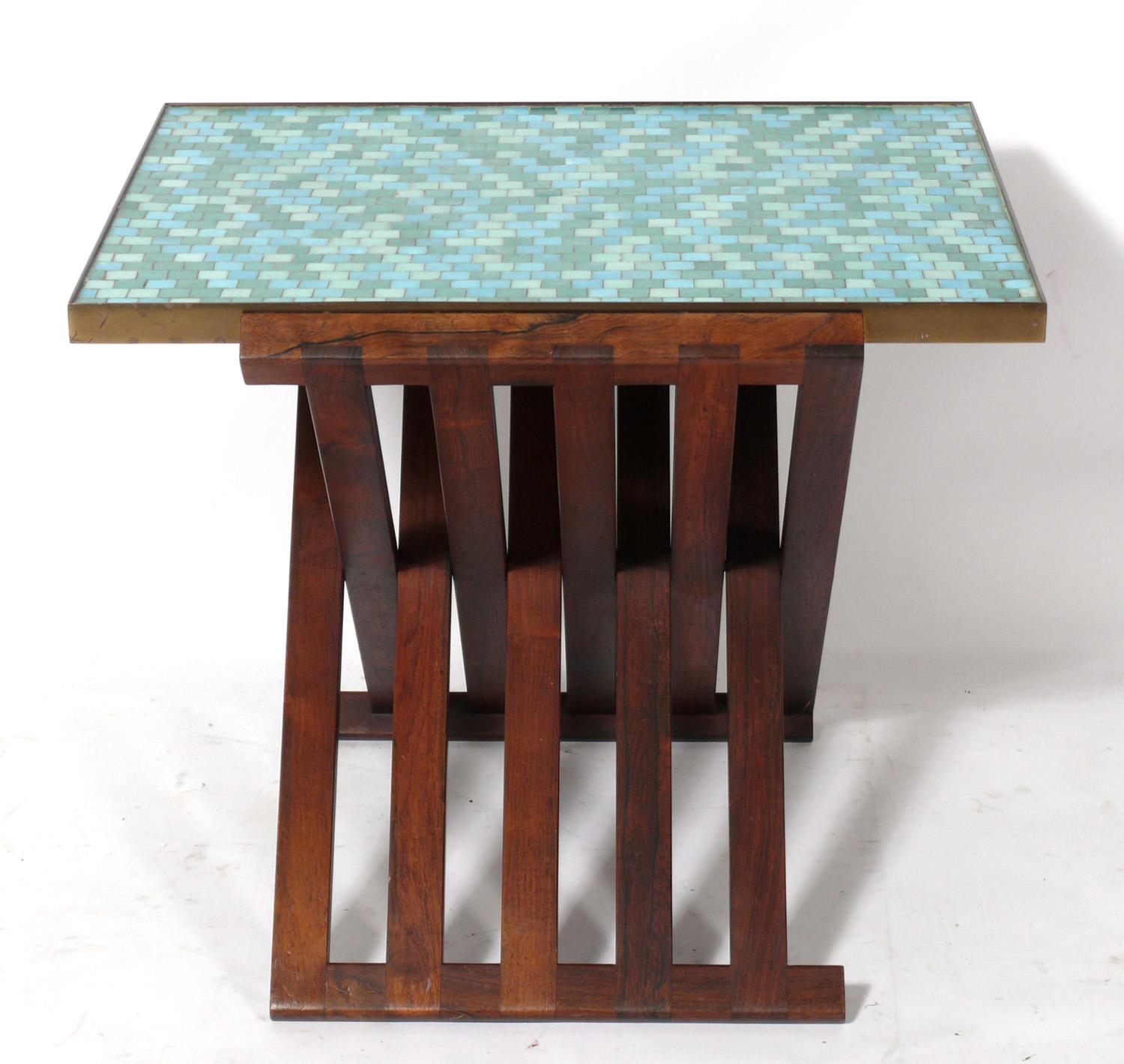 American Rare Dunbar Tile Top X Base Table