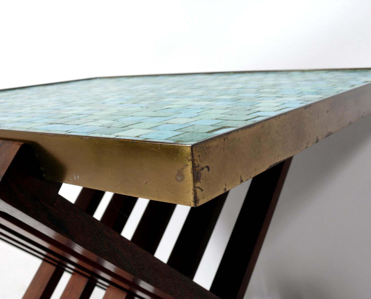 Mid-20th Century Rare Dunbar Tile Top X Base Table