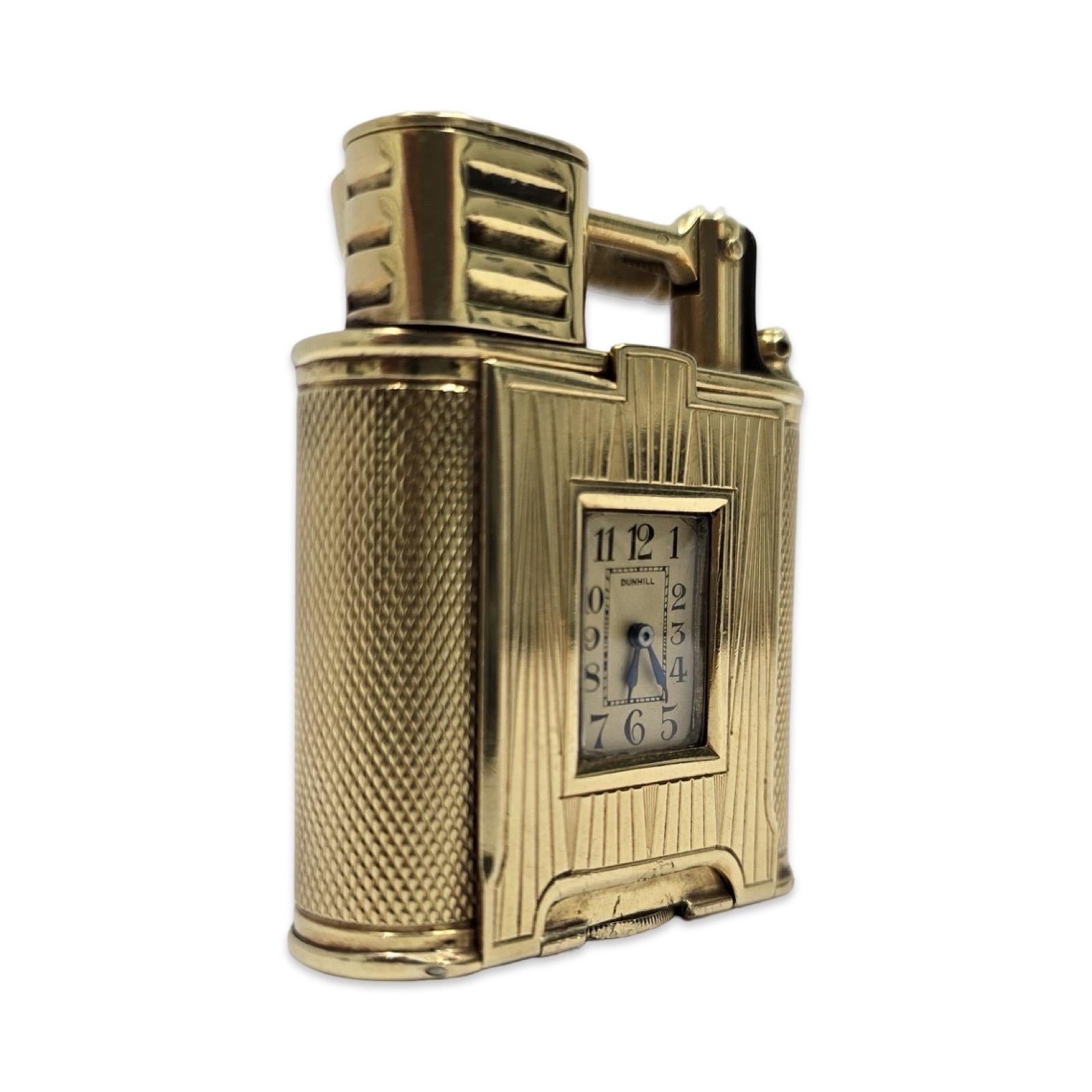 Women's or Men's Rare Dunhill 18K Gold Watch Lighter, Art Deco Era, Working Condition For Sale