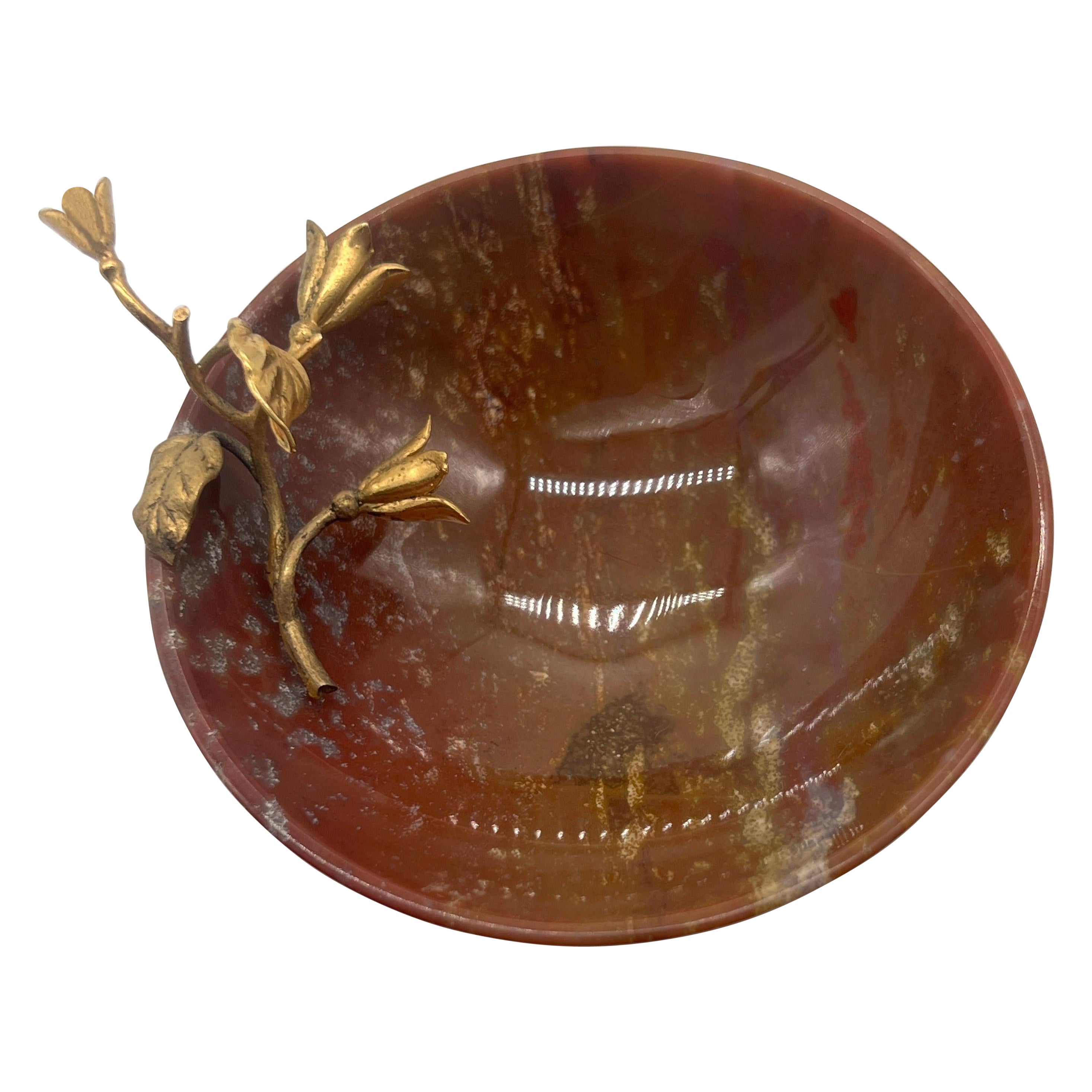 Rare Dunhill Marble & Sterling Silver Foliate Mounted Catchall Ashtray Dish