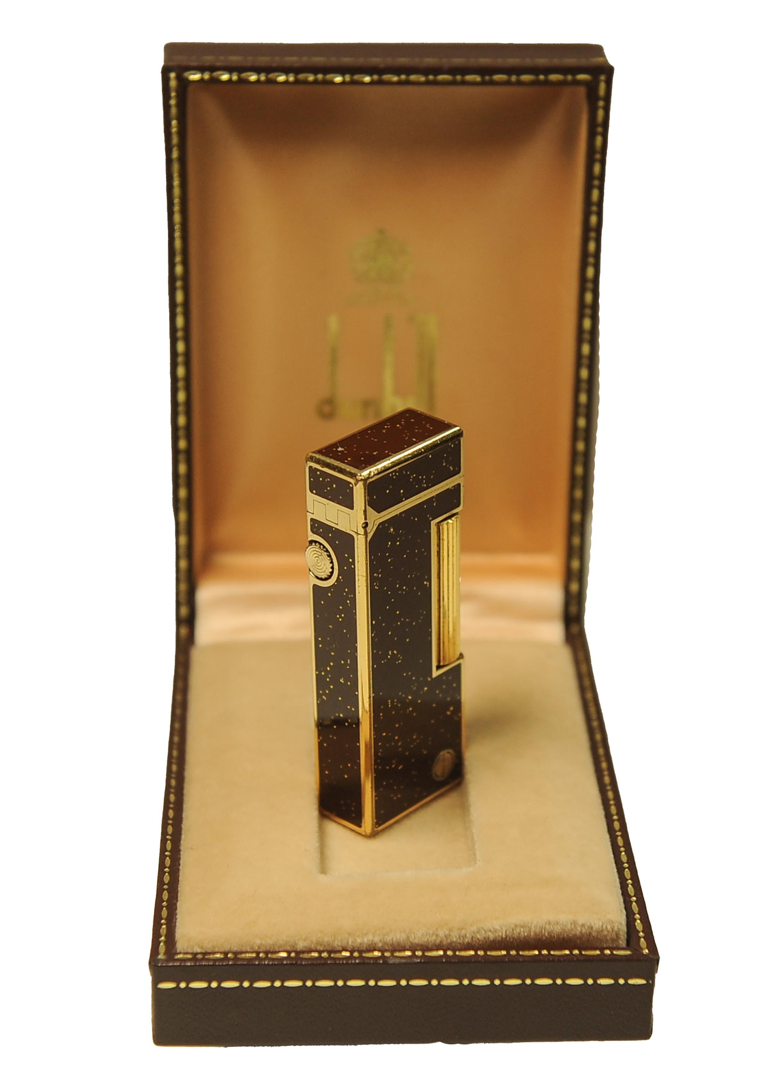 Rare briquet pour cigarettes Dunhill Rollagas Bordeaux doré avec boîte Dunhill en vente 2