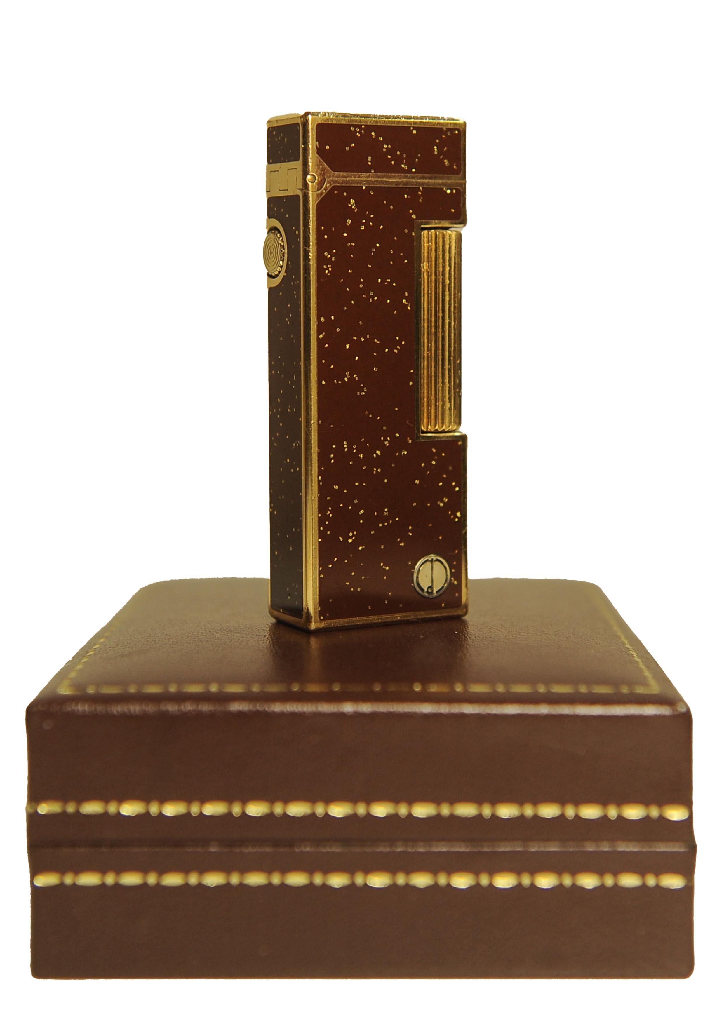Rare briquet pour cigarettes Dunhill Rollagas Bordeaux doré avec boîte Dunhill en vente 3