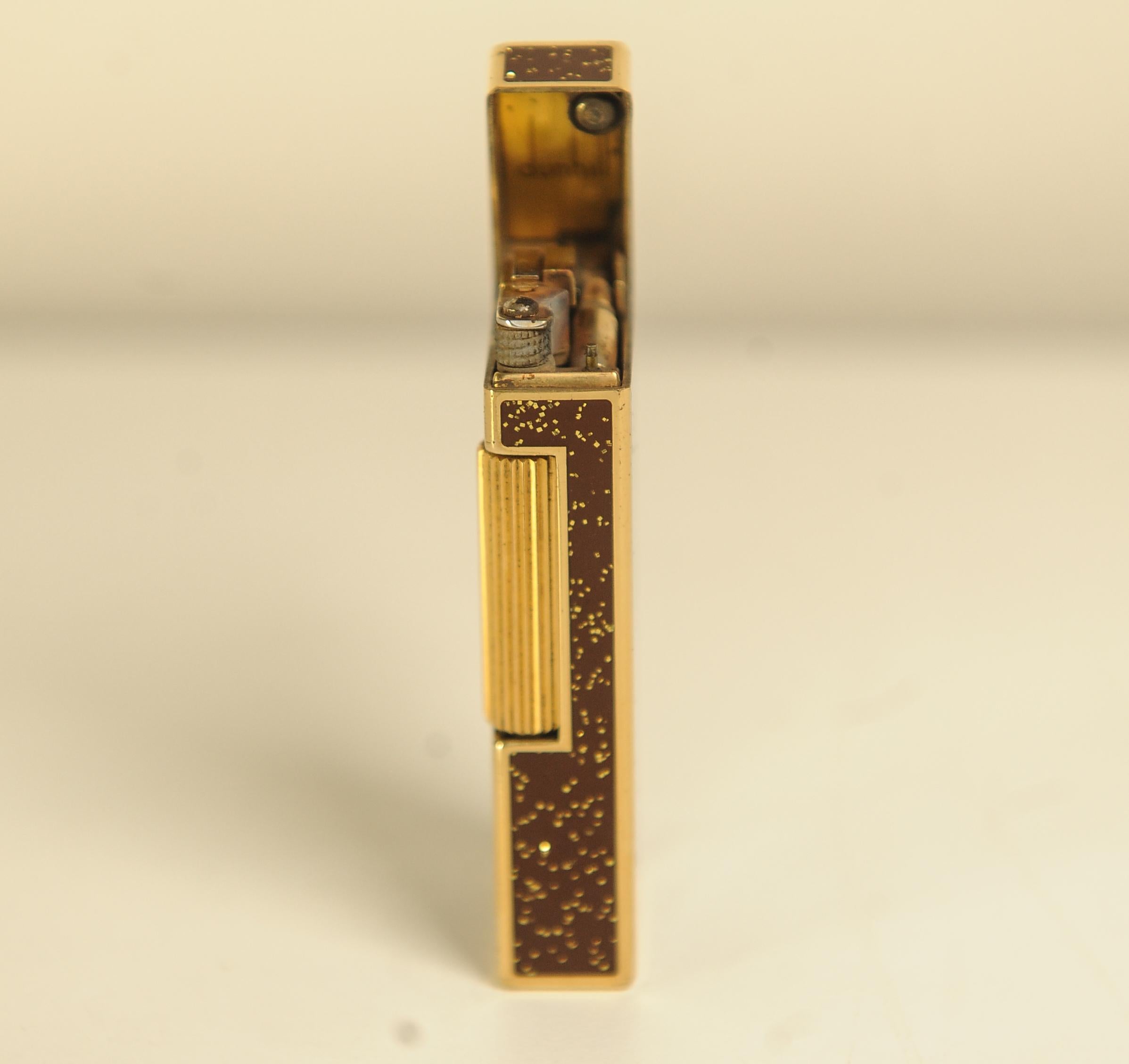 Rare Dunhill Rollagas Bordeaux Gold Dust Cigarette Lighter With Dunhill Box For Sale 8