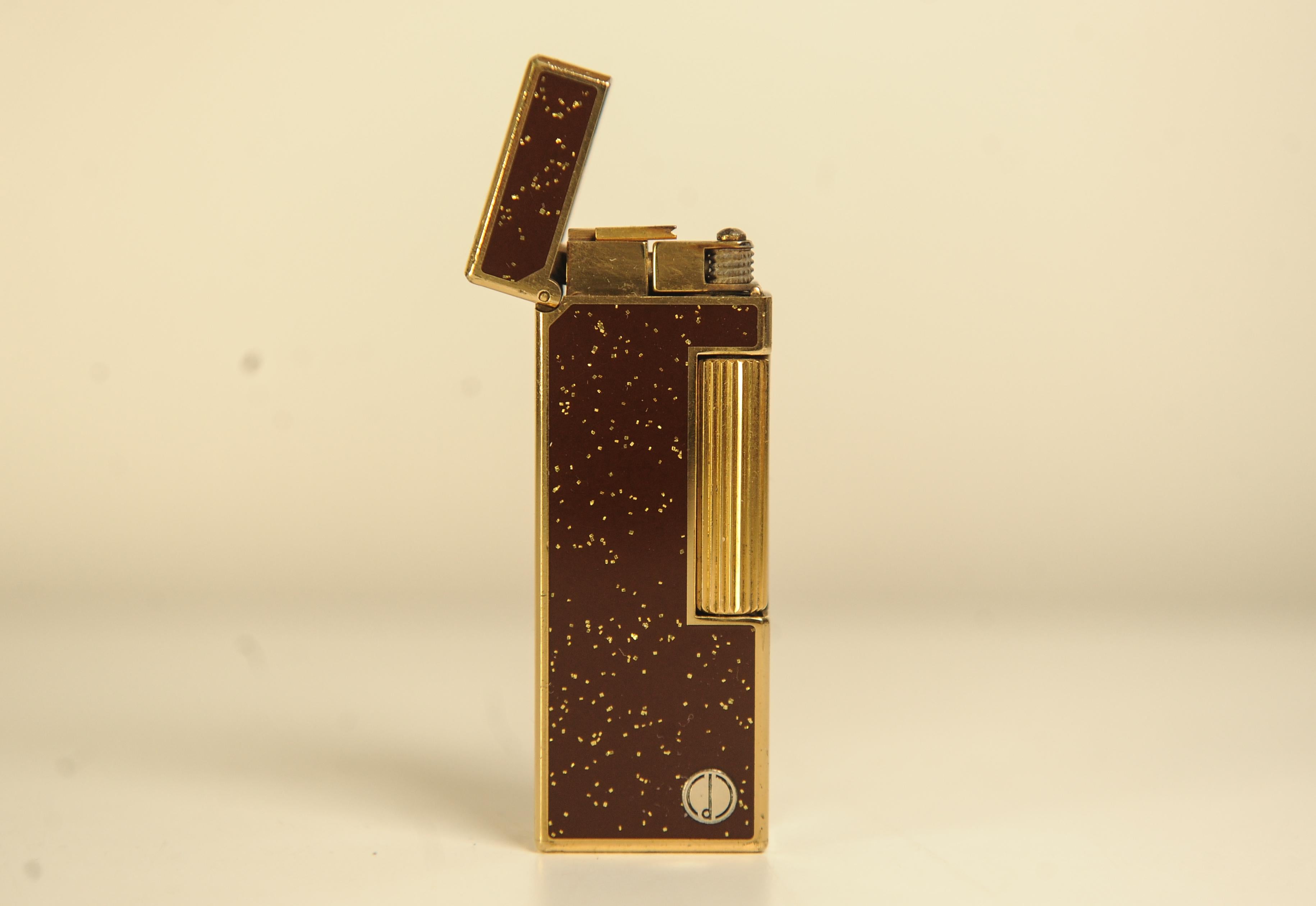 Rare Dunhill Rollagas Bordeaux Gold Dust Cigarette Lighter With Dunhill Box For Sale 7