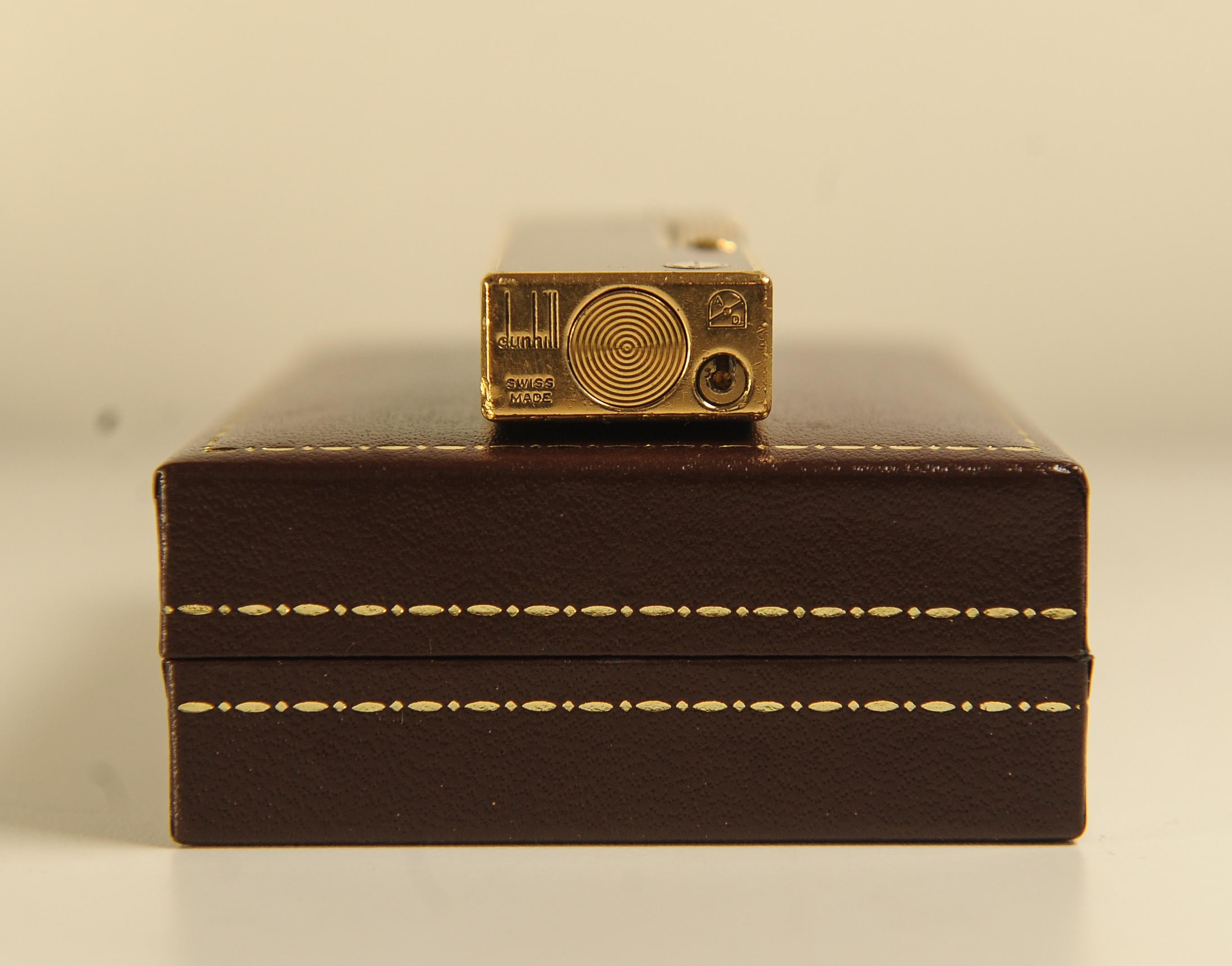 Rare Dunhill Rollagas Bordeaux Gold Dust Cigarette Lighter With Dunhill Box For Sale 3