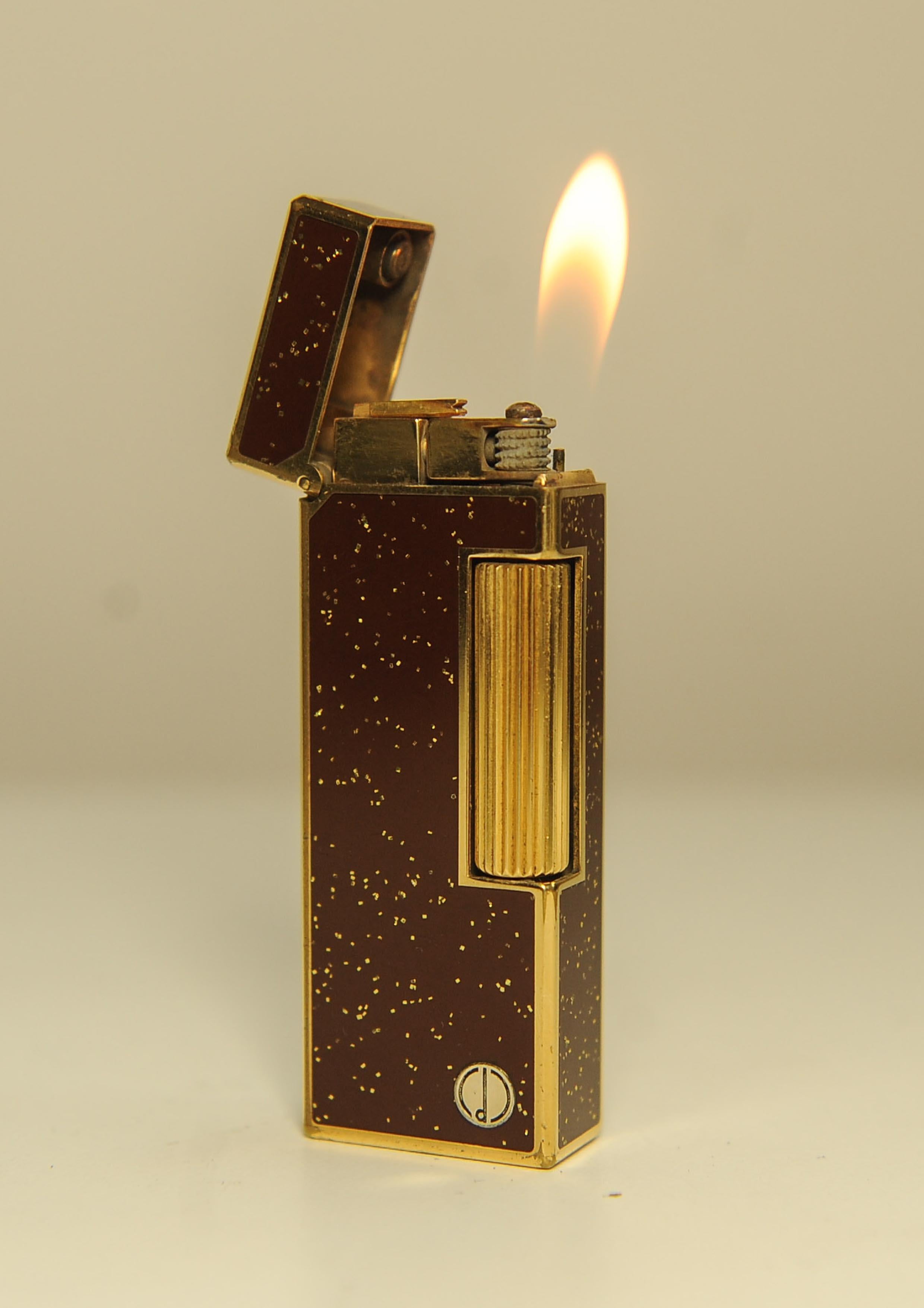 Rare briquet pour cigarettes Dunhill Rollagas Bordeaux doré avec boîte Dunhill en vente 9
