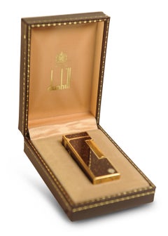 Rare Dunhill Rollagas Bordeaux Gold Dust Cigarette Lighter With Dunhill Box