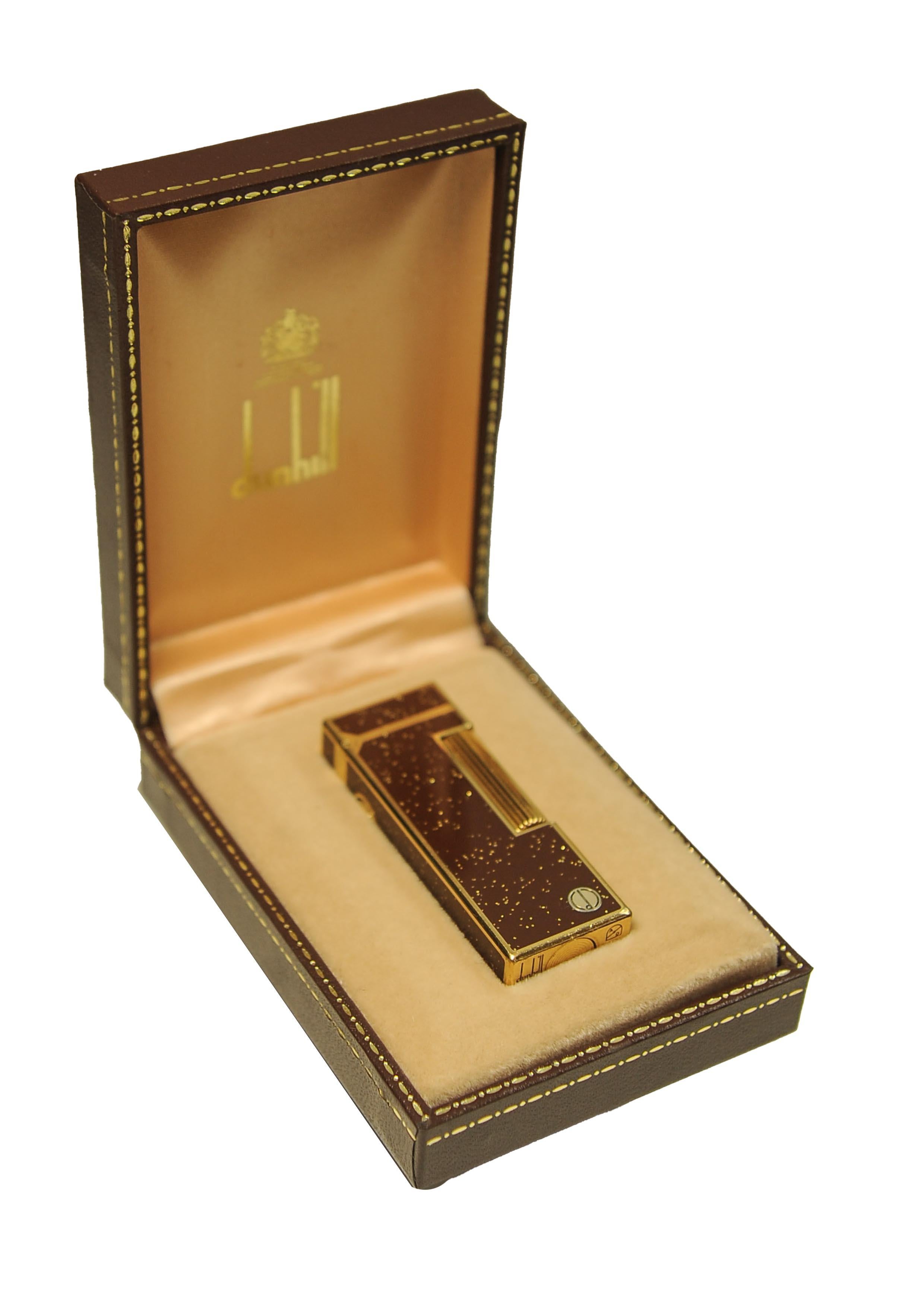 Rare briquet pour cigarettes Dunhill Rollagas Bordeaux doré avec boîte Dunhill en vente 1