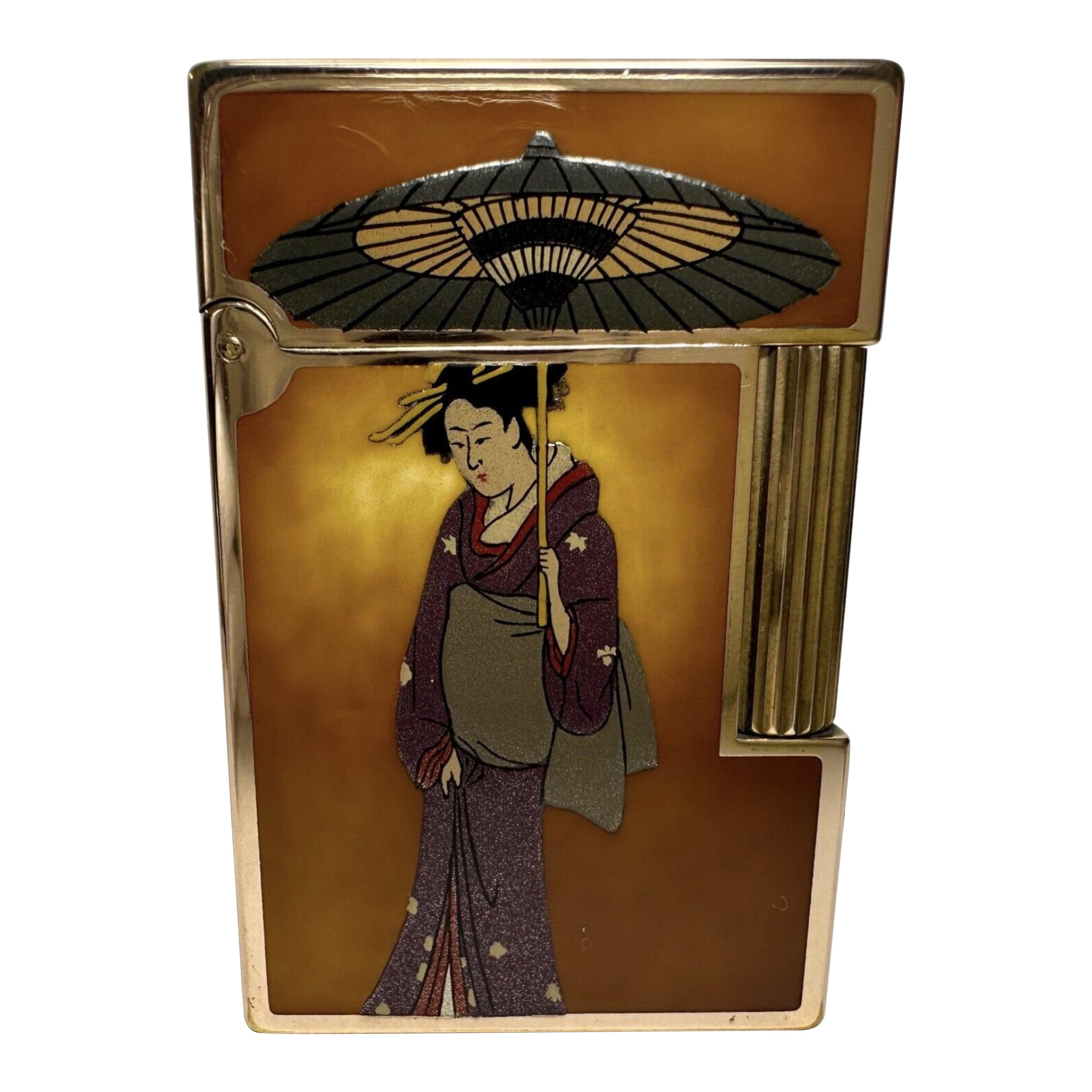 Seltene DuPont Maki - E Dupont Maki-E (蒔絵, GeishaVergoldeter Lack Feuerzeug