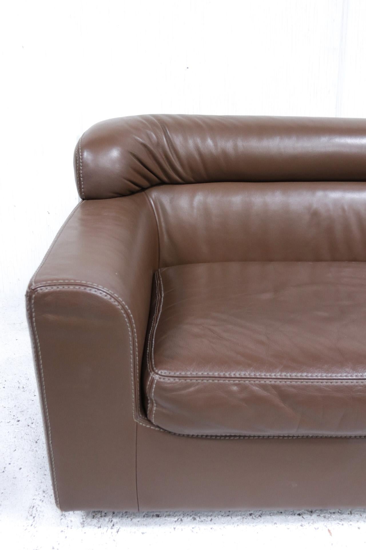 Mid-Century Modern Rare Durlet Buffalo Neck-Leather Sofa, 1970s