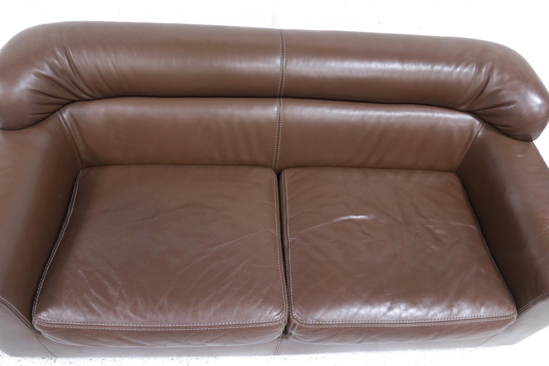 Belgian Rare Durlet Buffalo Neck-Leather Sofa, 1970s
