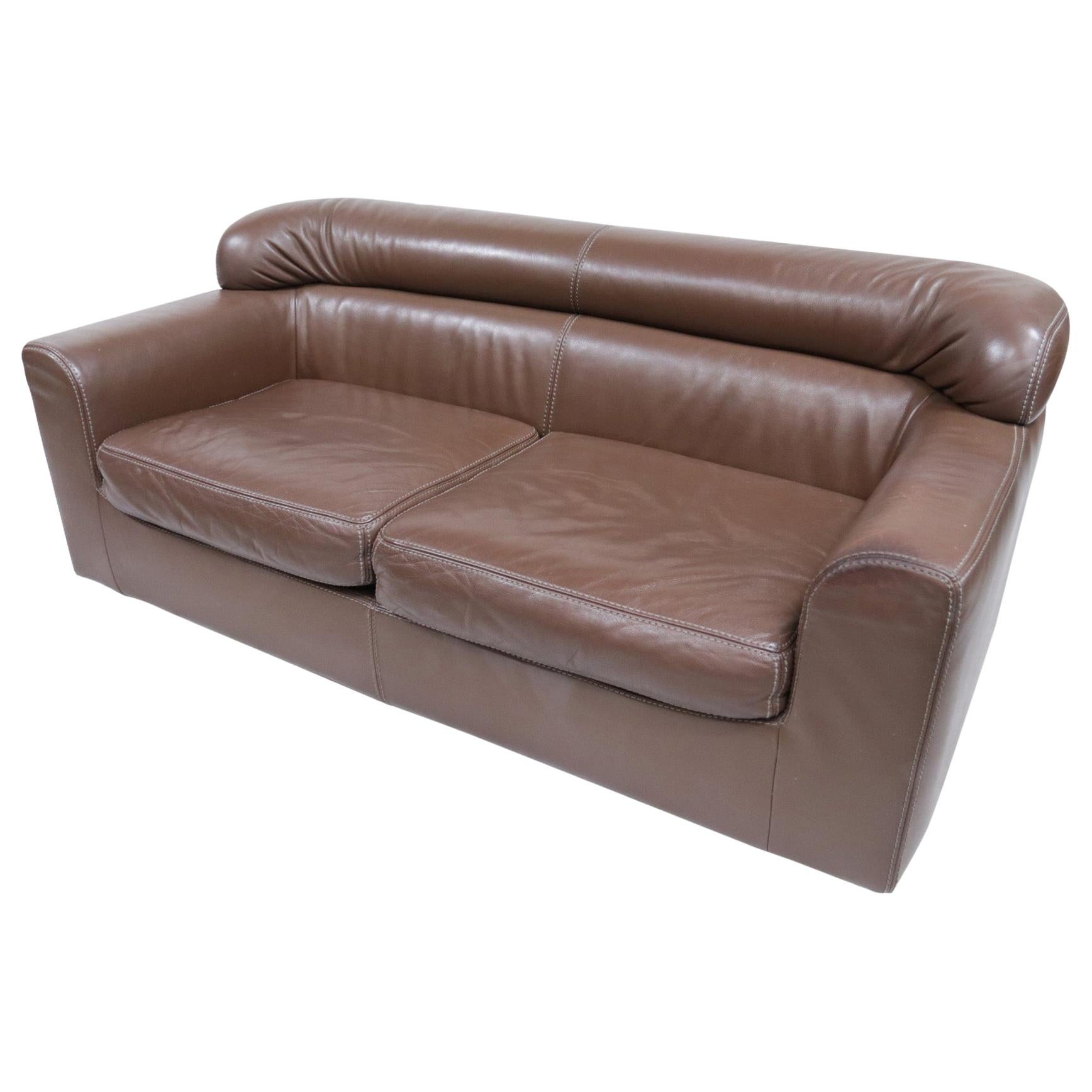 Rare Durlet Buffalo Neck-Leather Sofa, 1970s