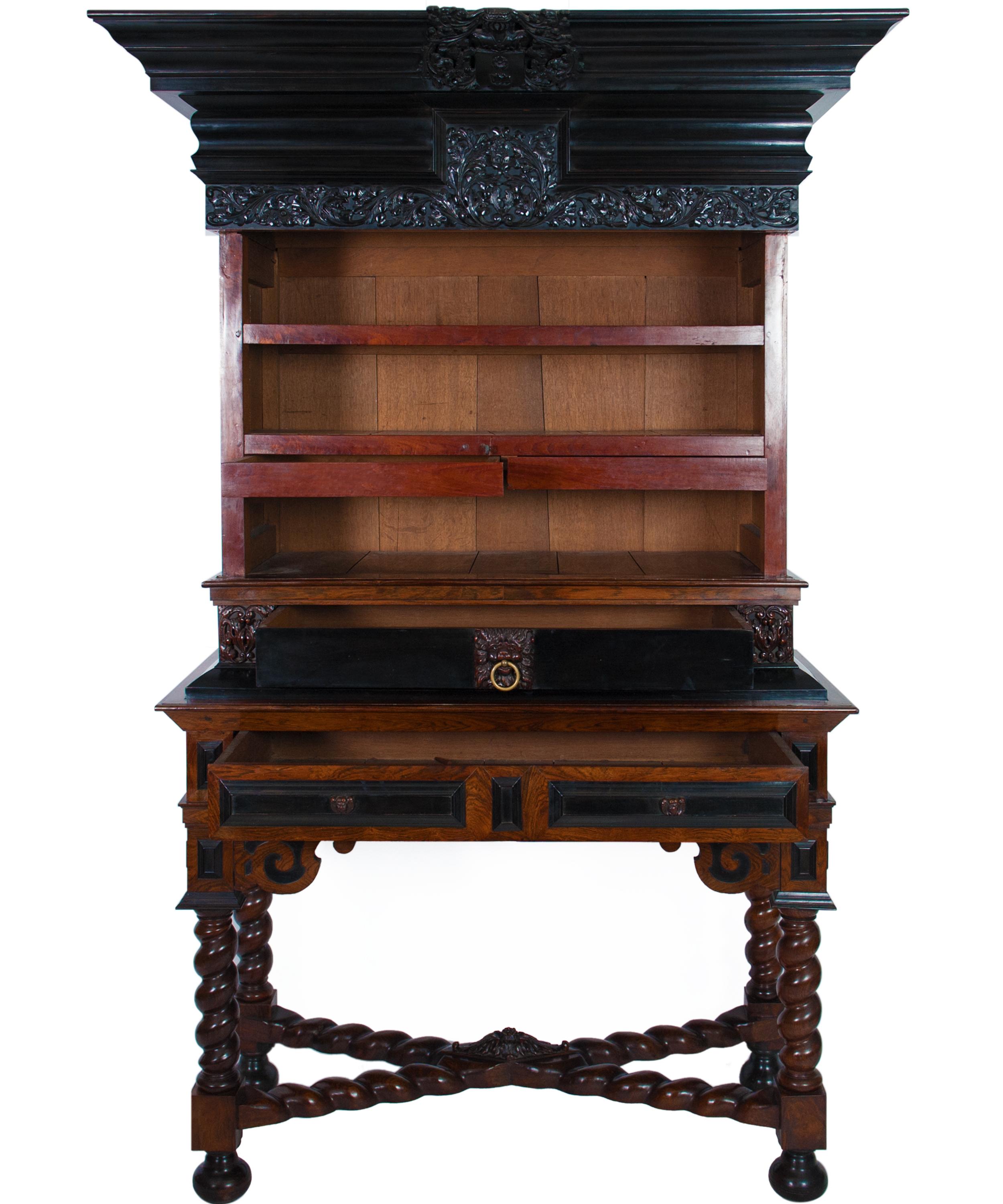 Late 17th Century Rare Dutch 17th Century Cabinet-on-Stand, A So-Called “Kraamkamerkast” For Sale