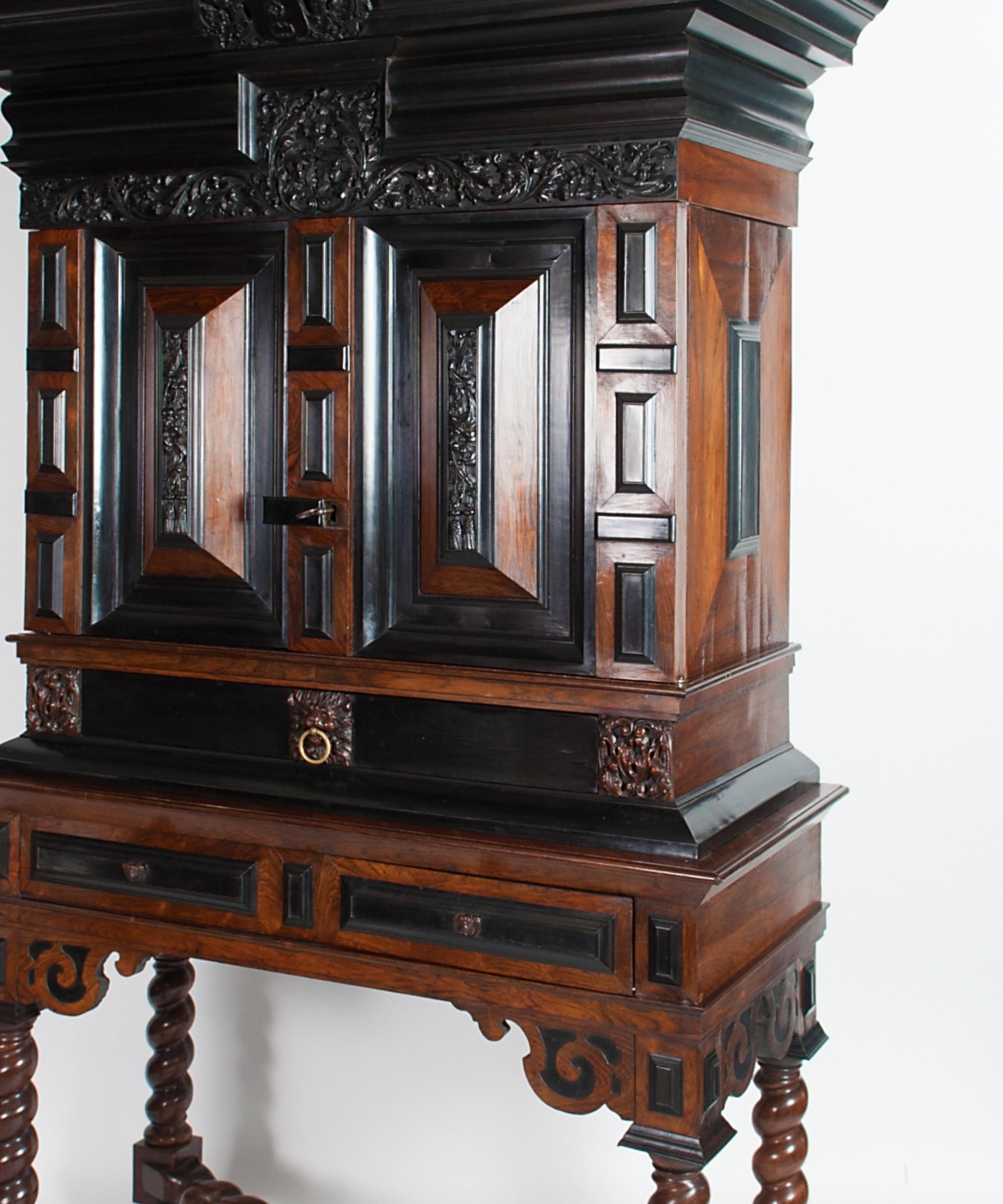 Ebony Rare Dutch 17th Century Cabinet-on-Stand, A So-Called “Kraamkamerkast” For Sale