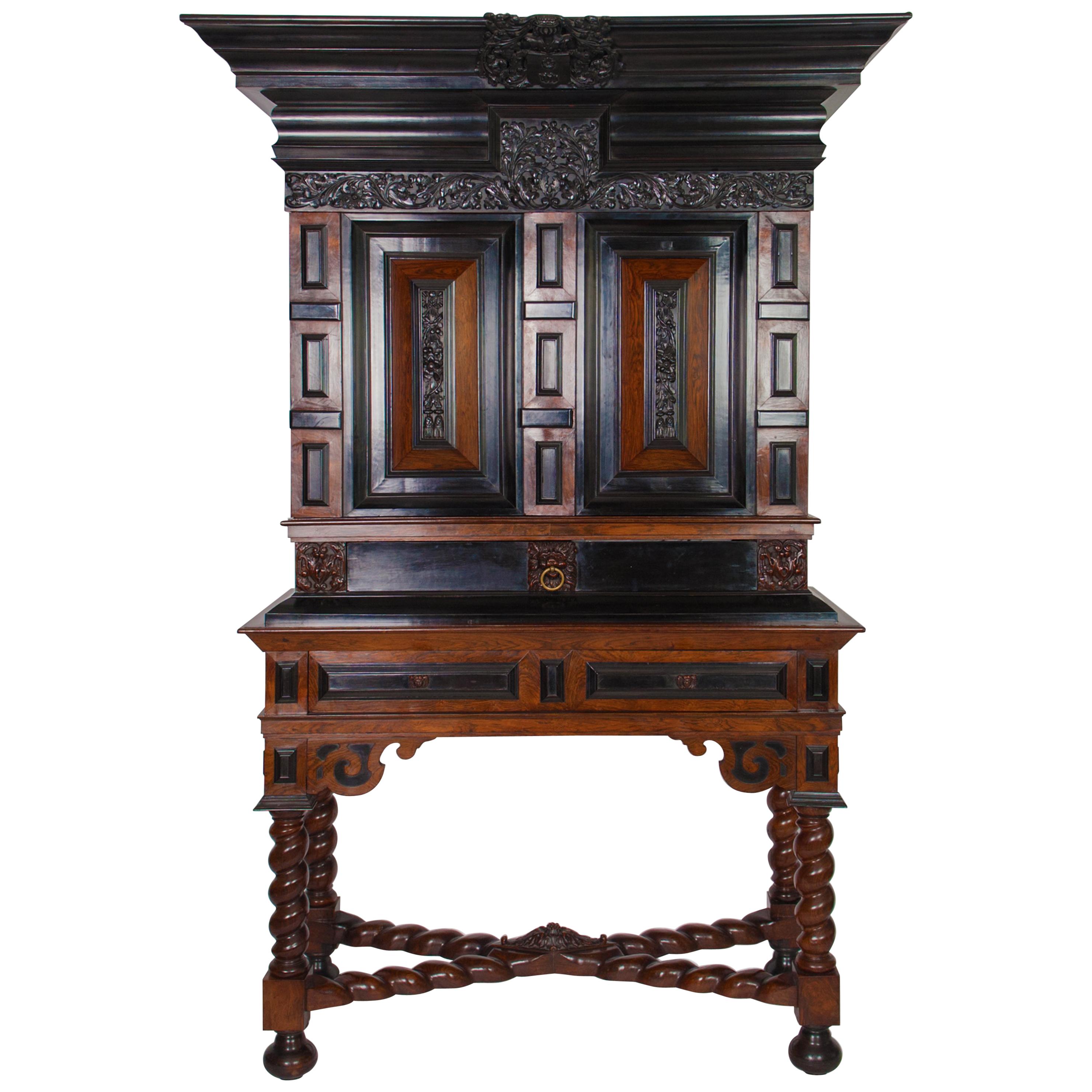 Rare Dutch 17th Century Cabinet-on-Stand, A So-Called “Kraamkamerkast” For Sale