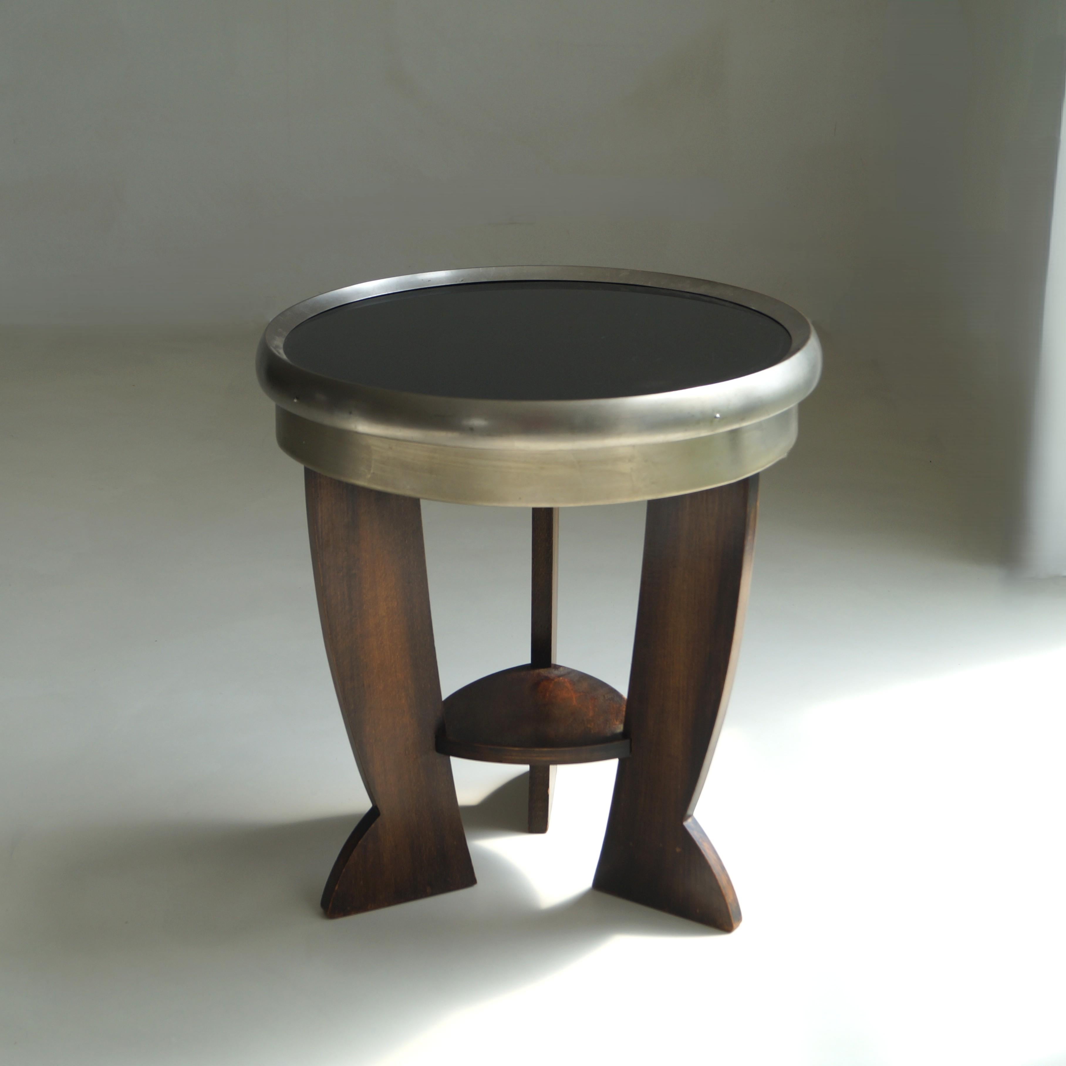 Art Déco Raro tavolo a treppiede olandese Bauhaus/Art Deco con piano nero, anni '20 in vendita
