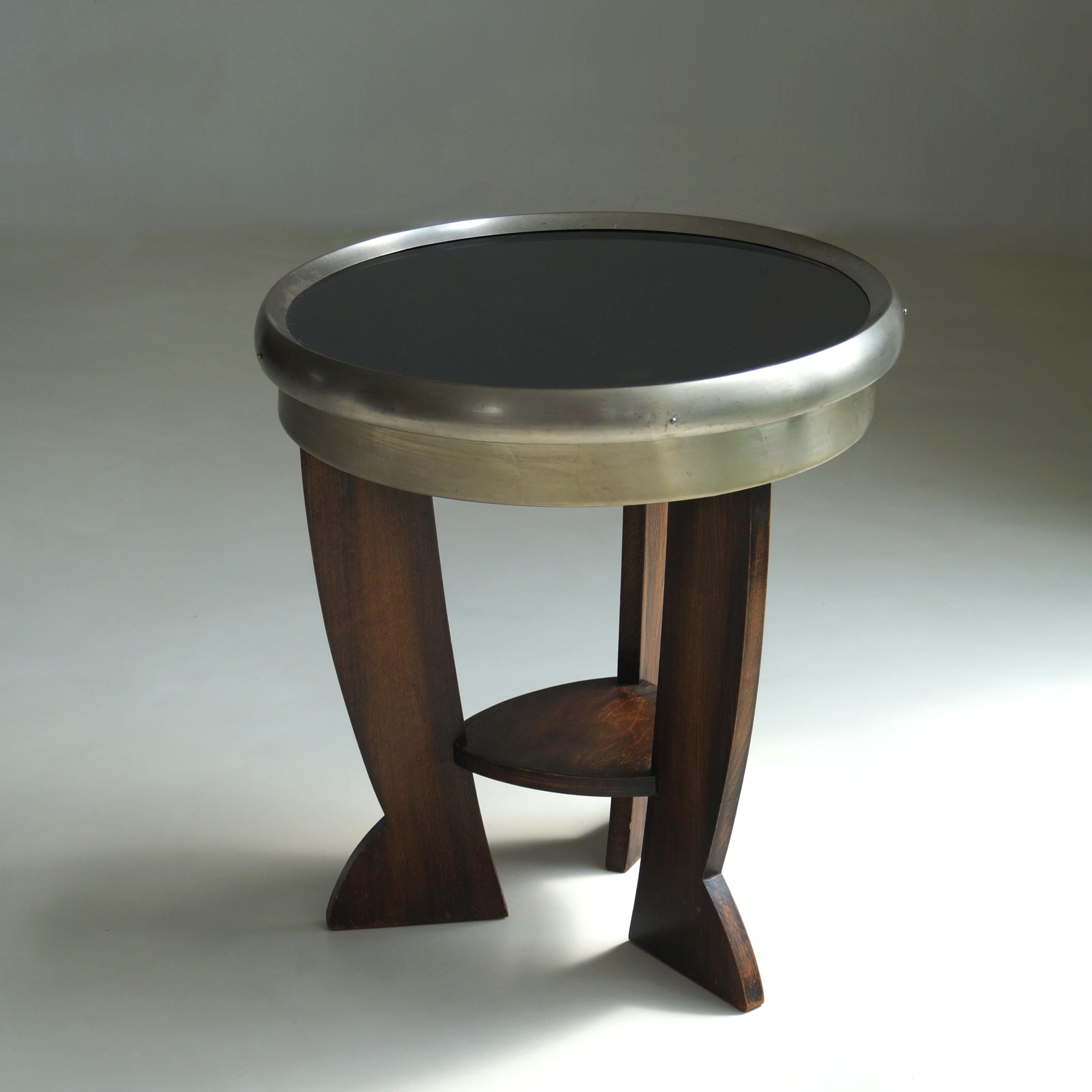 Fatto a mano Raro tavolo a treppiede olandese Bauhaus/Art Deco con piano nero, anni '20 in vendita