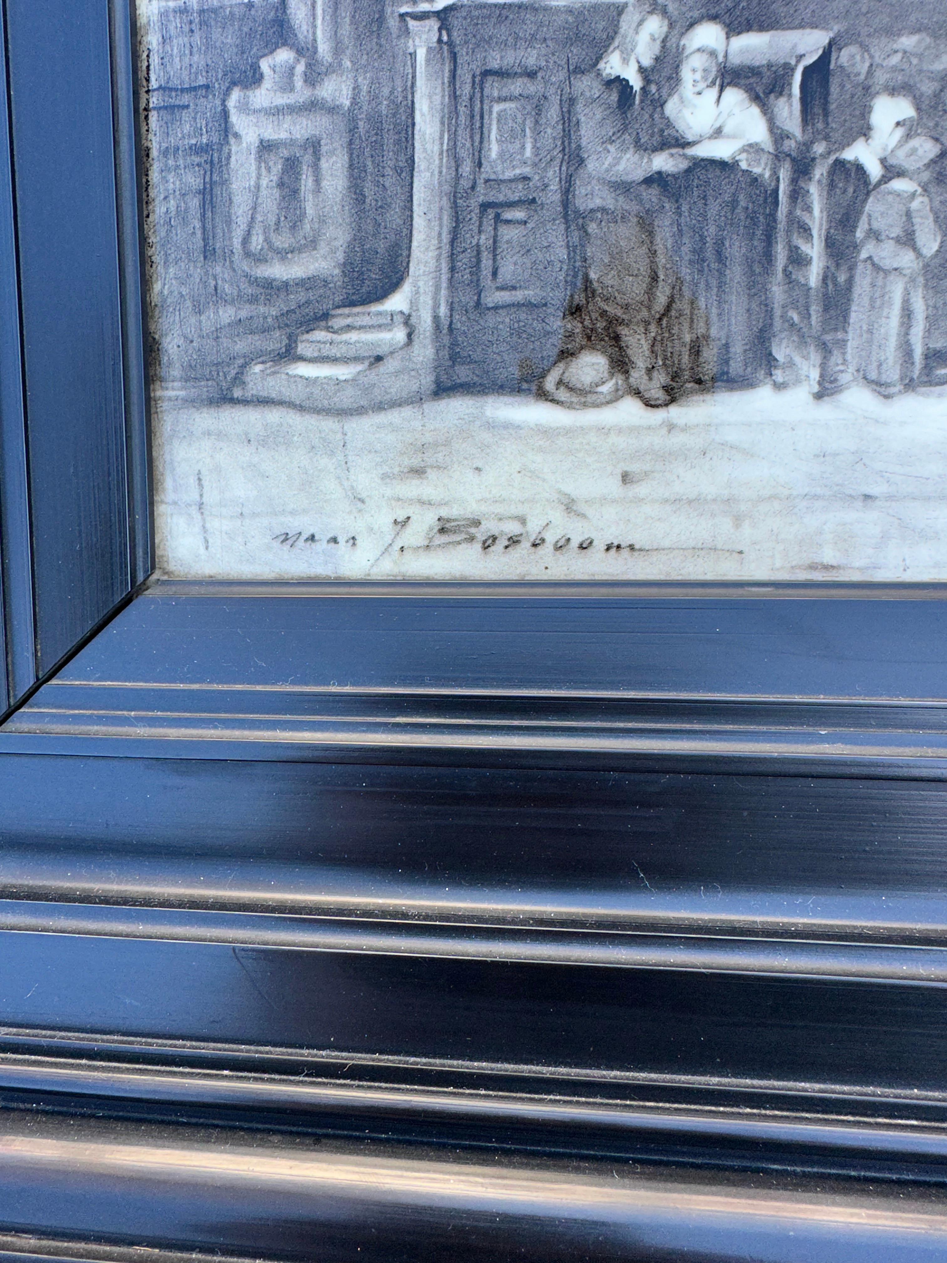 Raro interno di chiesa olandese Rozenburg Porcelain dipinto da J. Bosboom in vendita 4