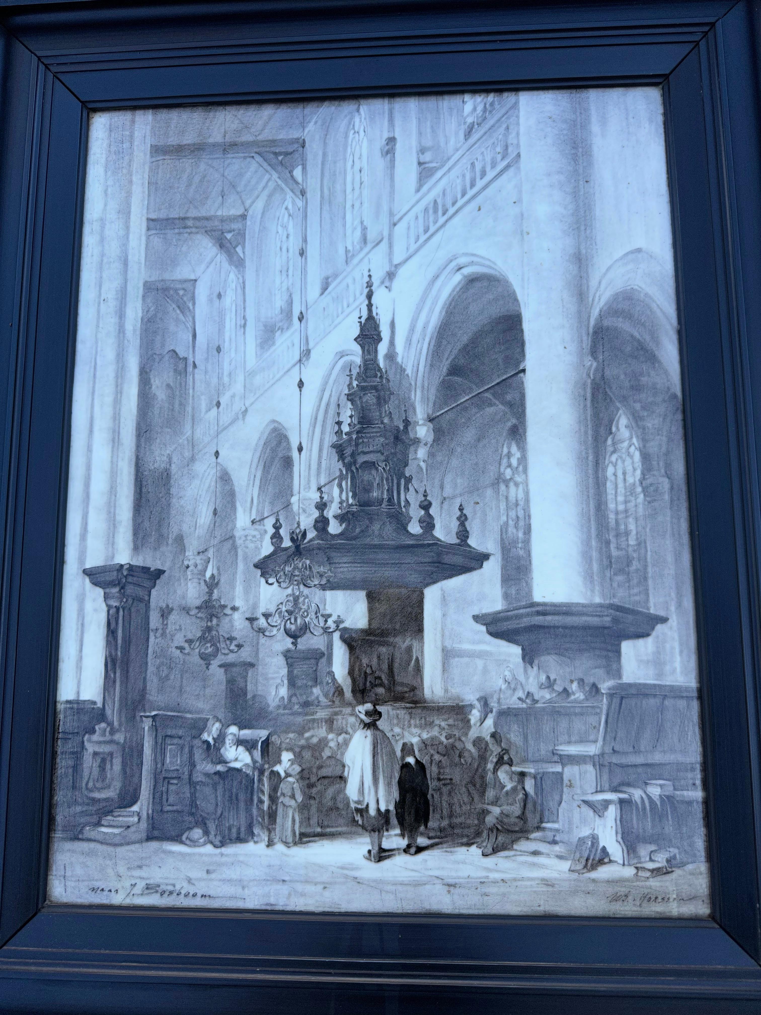 Beautiful large tile painting of a Gothic church interior by W.B. van Horssen (1863-1931).

We very recently purchased a small collection of very rare antique plaques, tiles and vases by some of the best known maker's in the history of Dutch