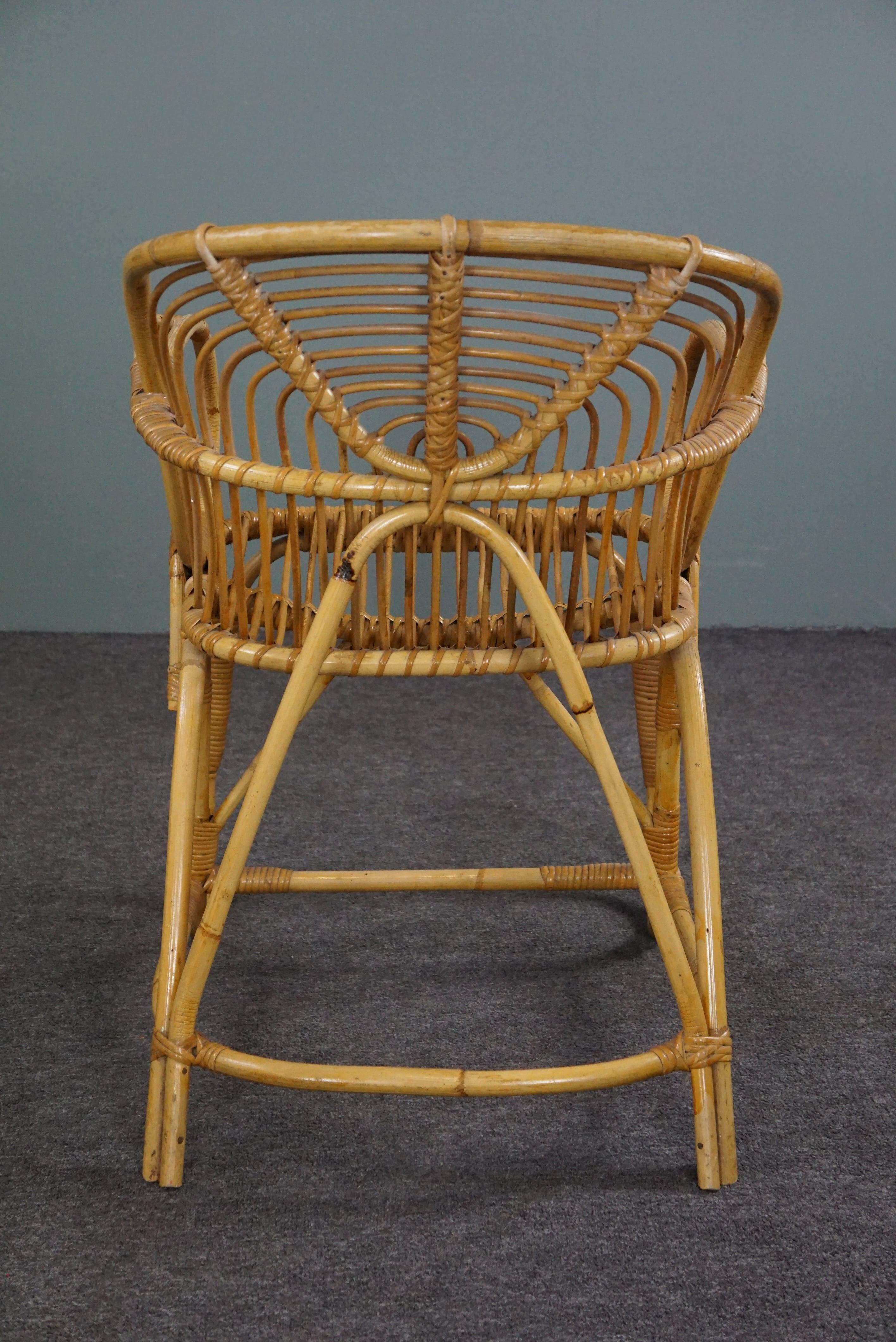Rare Dutch Design rattan armchair, 1950 In Good Condition For Sale In Harderwijk, NL