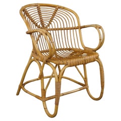 Retro Rare Dutch Design rattan armchair, 1950