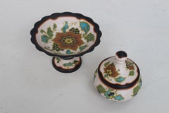 Rare Dutch Gouda Plateel Pottery Art Nouveau Candy Bowl and Jar