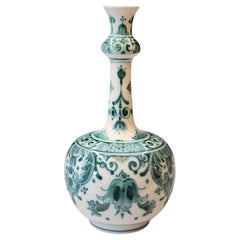 Rara Botella Japonesa Verde y Blanca Royal Delft Delvert Pintada a Mano - 1968