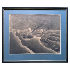 Rare Dutch maritime drawing in pencil and charcoal, circa 1860