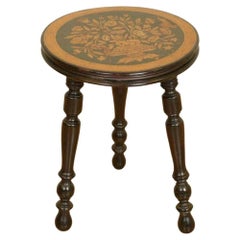 Vintage Rare Dutch Marquetry Lacquered Stool Side End Table