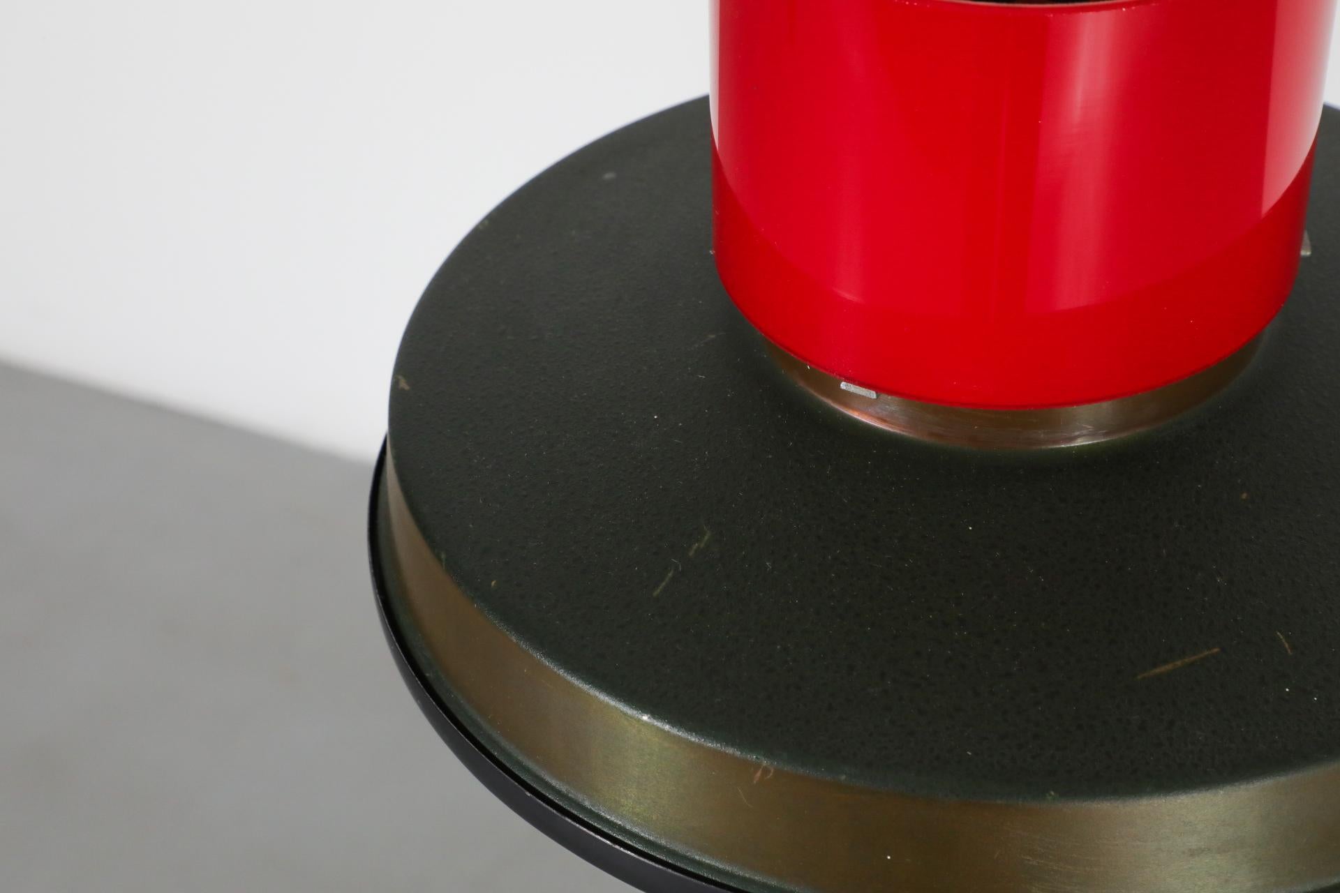Rare Dutch Mid-Century Hiemstra Pendant Light with Red Glass Ring For Sale 8