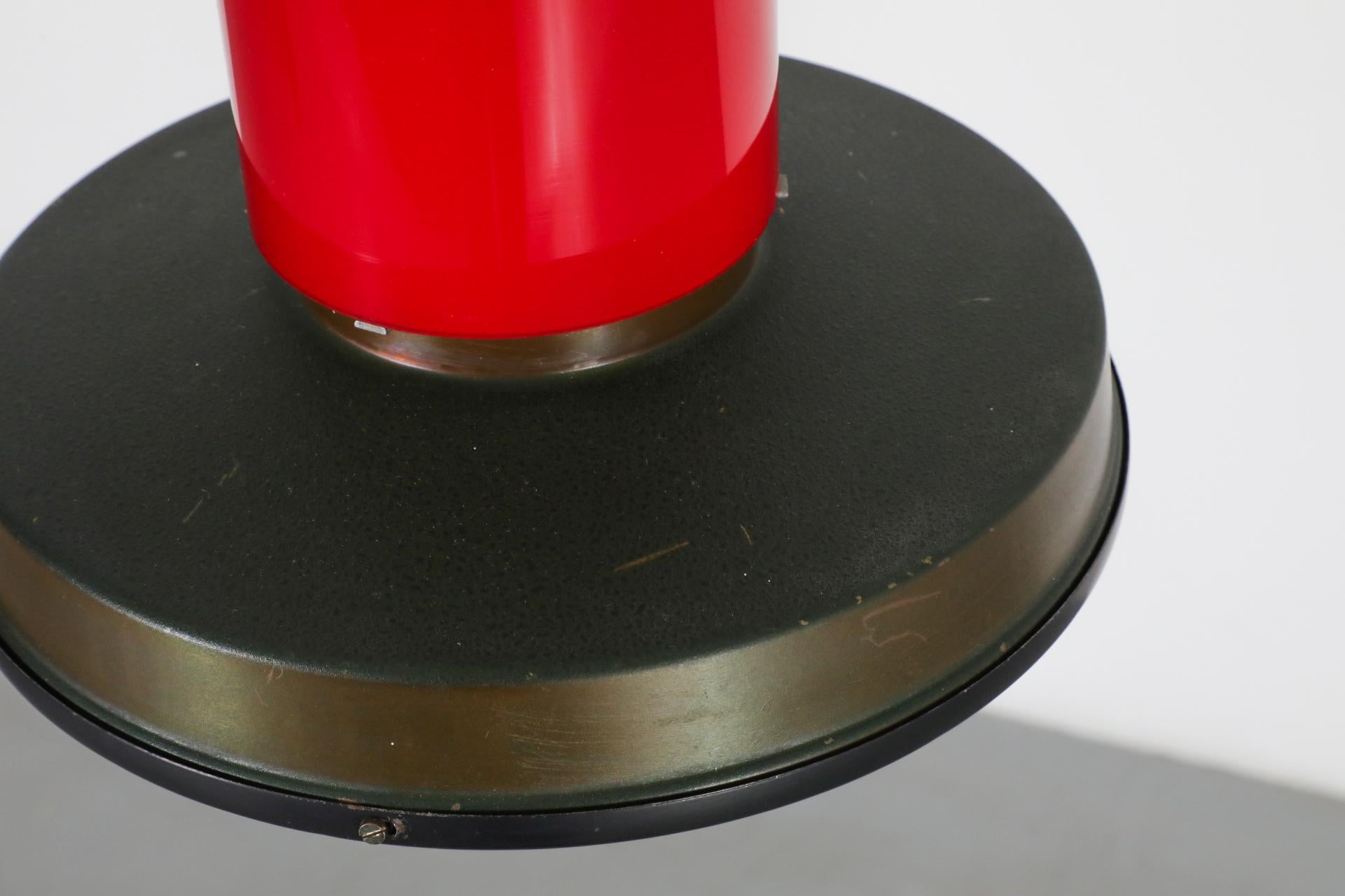 Rare Dutch Mid-Century Hiemstra Pendant Light with Red Glass Ring For Sale 9