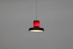 Rare Dutch Mid-Century Hiemstra Pendant Light with Red Glass Ring