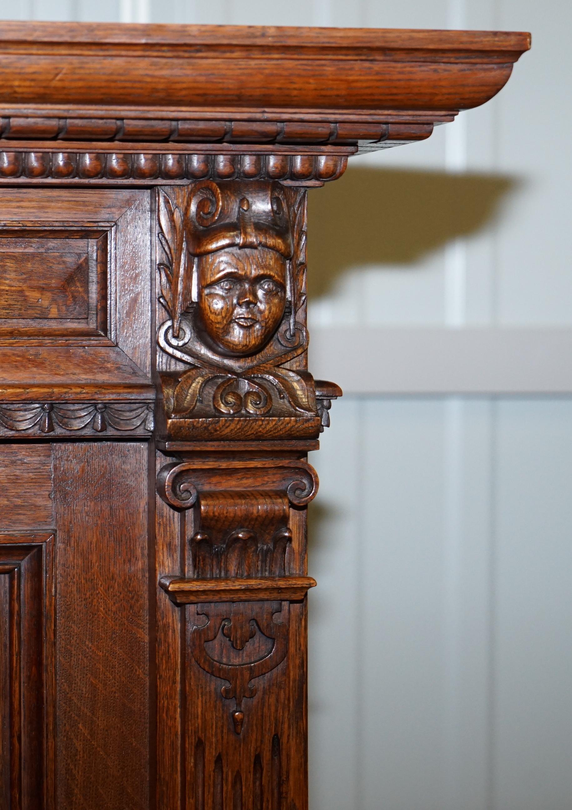 Rare Dutch Stunning 1940s Ornately Hand Carved Cupboard Part Large Office Suite For Sale 2